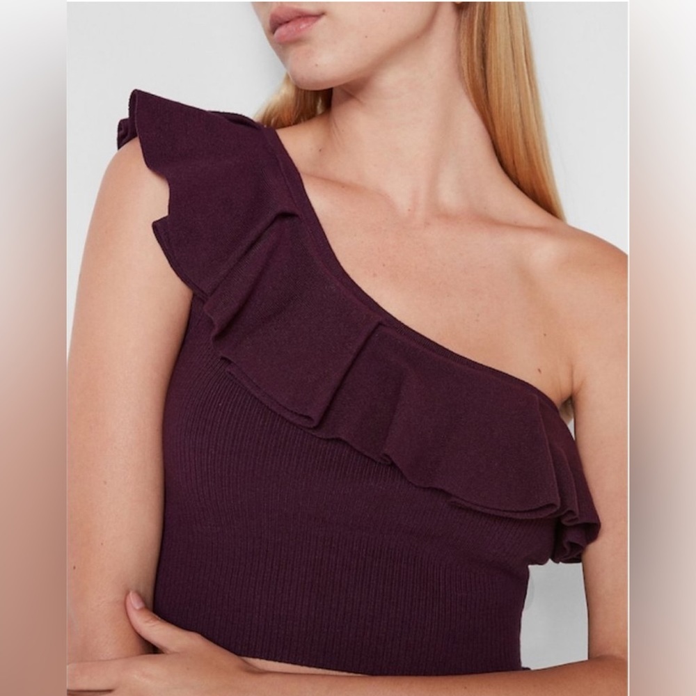 EXPRESS Ruffle sweater one shoulder NWT